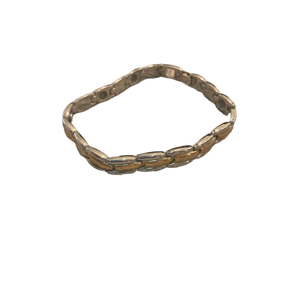 Faux Silver and Gold Bracelet Anklet Vintage 70s 80s Jewelry Pendant